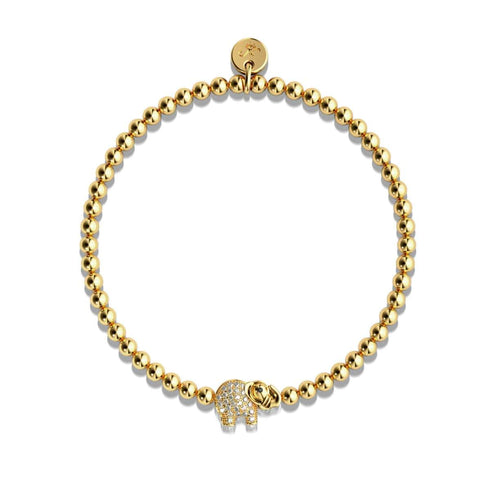 Sanctuary | 18k Gold | Crystal Elephant Charm Bracelet